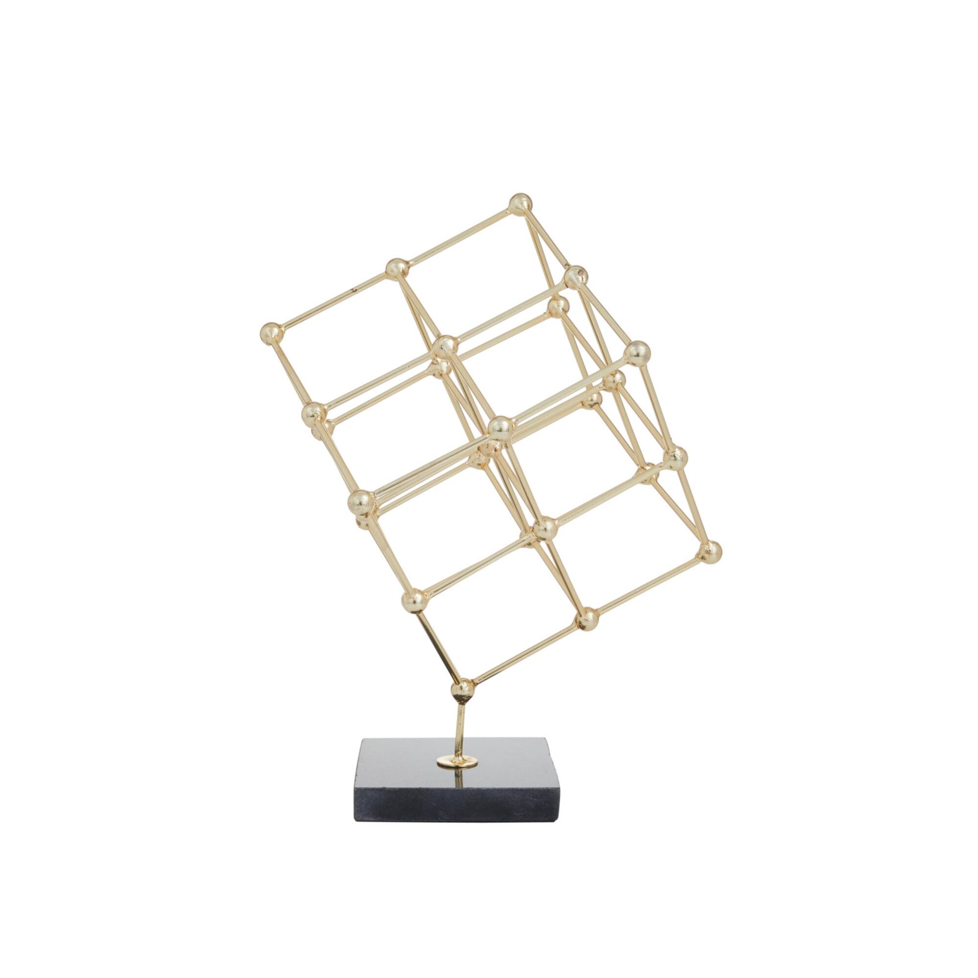 Gold Marble Modern Sculpture, 12" x 9" x 9"